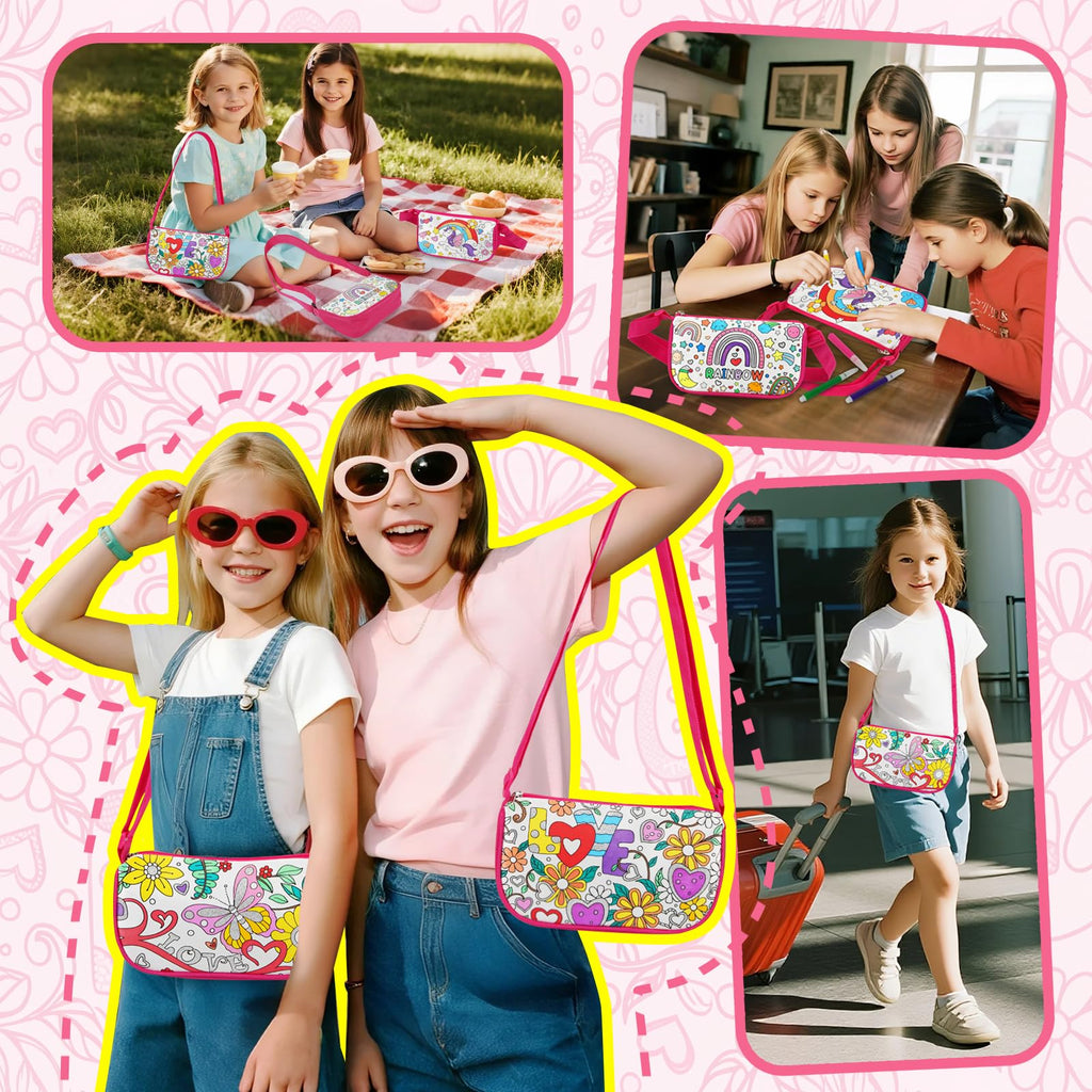 Ambesi Butterfly Coloring Handbag Kit with 12 Washable Markers for Kids 4+