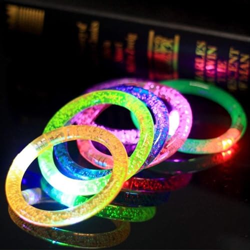 AMENON 24 Pack Glow in the Dark LED Bracelets - Reusable Party Favors with ON/OFF Switch, 6 Colors