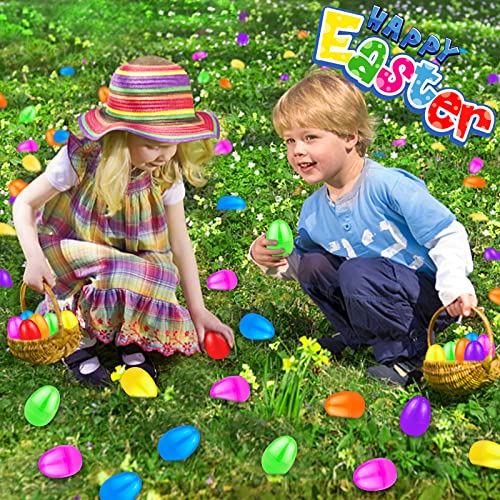 AMENON 6 Pack Jumbo Filled Easter Eggs with LED Suction Cup Balls - Light Up Surprise Toys for Egg Hunt, Party Favors, Stress Relief