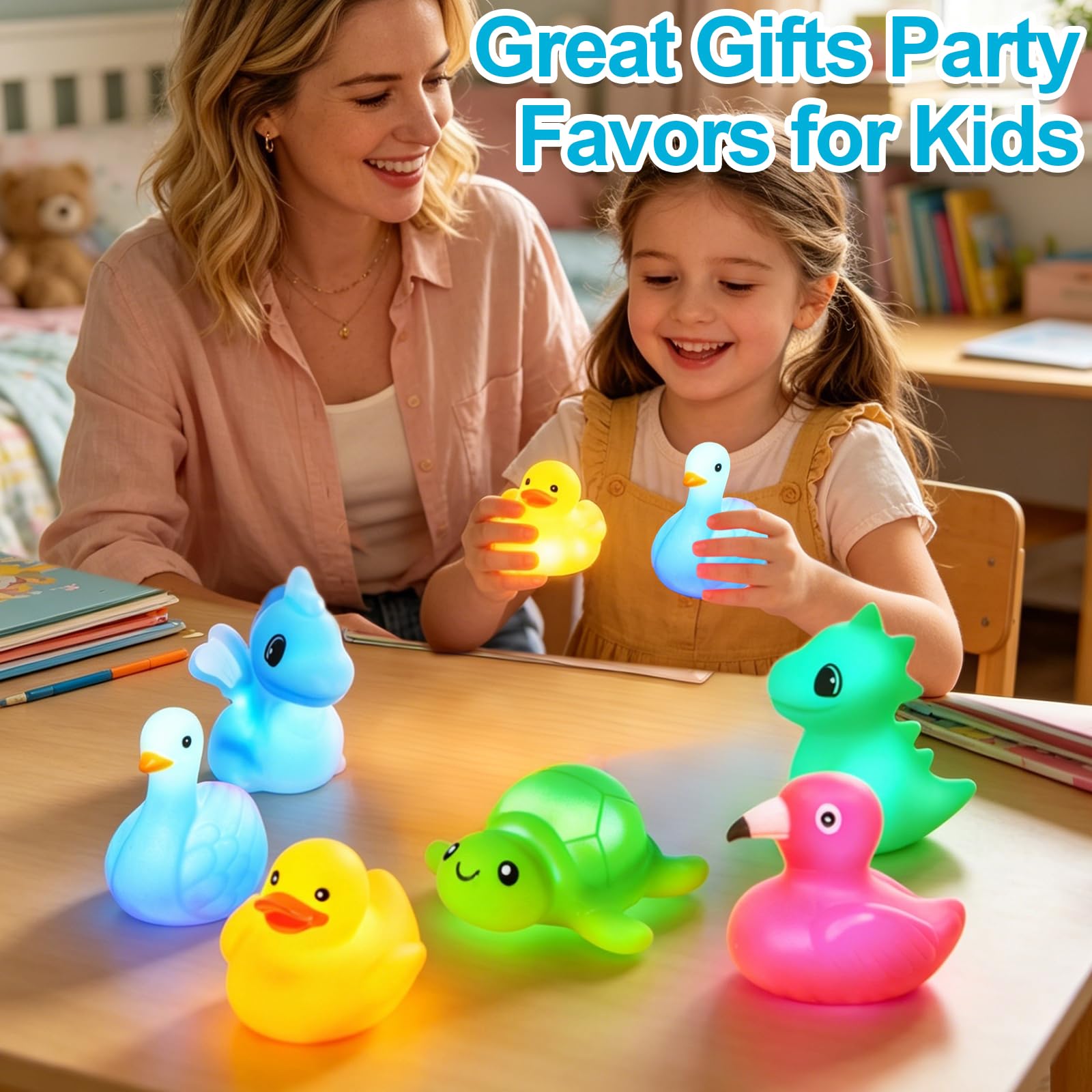 AMENON 6-Pack Light Up Baby Bath Toys – Flashing Animal Toys for Toddlers Ages 1-3
