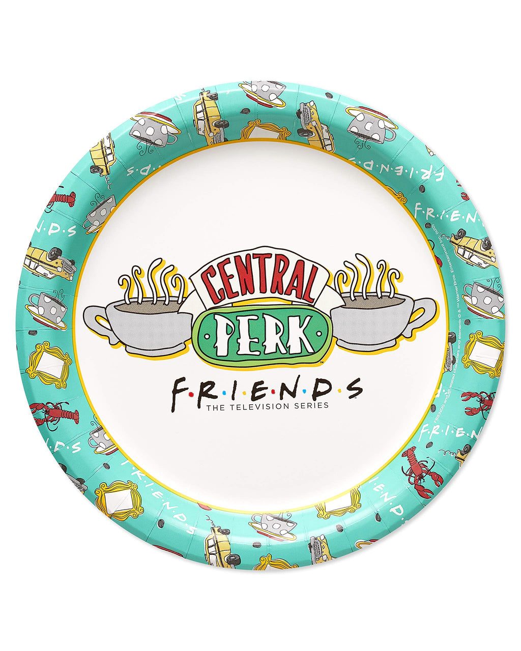 American Greetings Friends-Themed Dessert Plates, 36 Count – Plastic 7-Inch Plates with Central Perk Logo