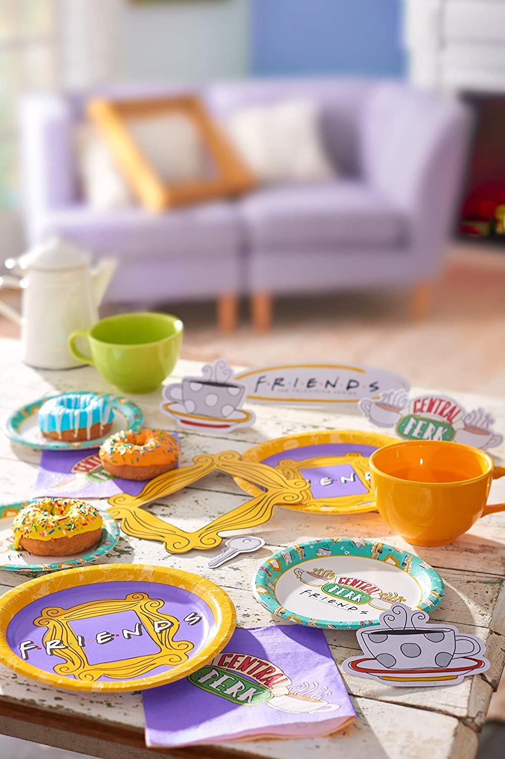 American Greetings Friends-Themed Dessert Plates, 36 Count – Plastic 7-Inch Plates with Central Perk Logo