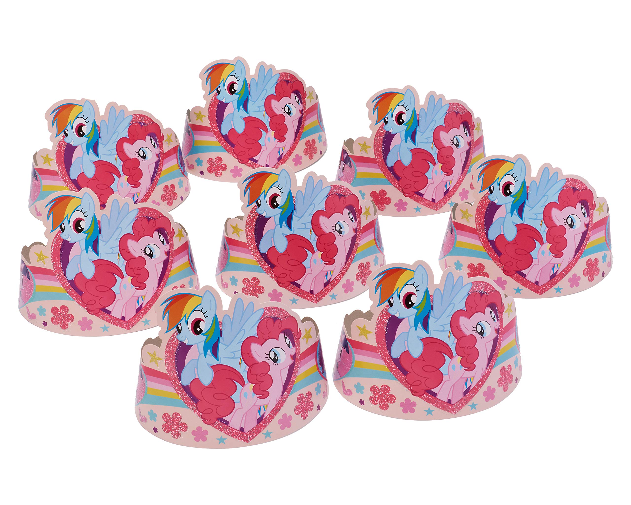 American Greetings My Little Pony Tiara Party Hats (8-Count) | Rainbow Dash, Pinkie Pie, Twilight Sparkle & Rarity