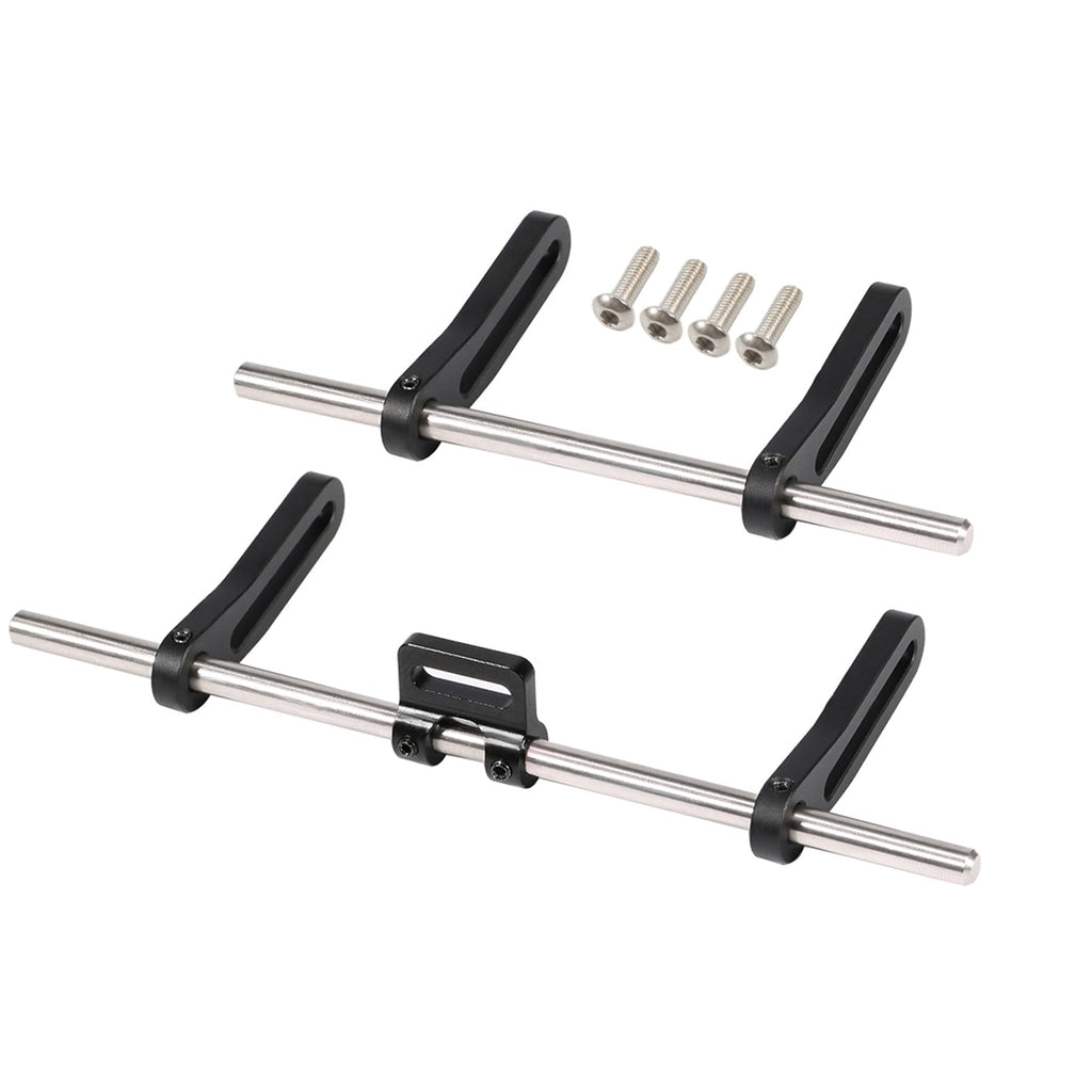 AMK Adjustable 1/10 Scale RC Crawler Bumper Set - Front and Rear Metal Bumpers for Axial SCX10, TRX4, and More (Black)