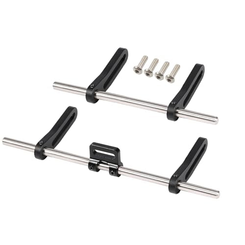 AMK Adjustable 1/10 Scale RC Crawler Bumper Set - Front and Rear Metal Bumpers for Axial SCX10, TRX4, and More (Black)