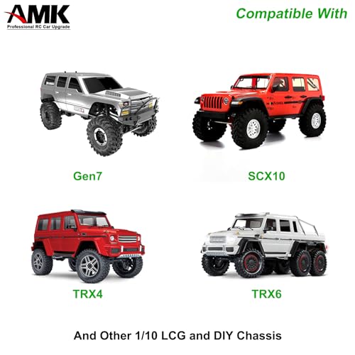 AMK Adjustable 1/10 Scale RC Crawler Bumper Set - Front and Rear Metal Bumpers for Axial SCX10, TRX4, and More (Black)