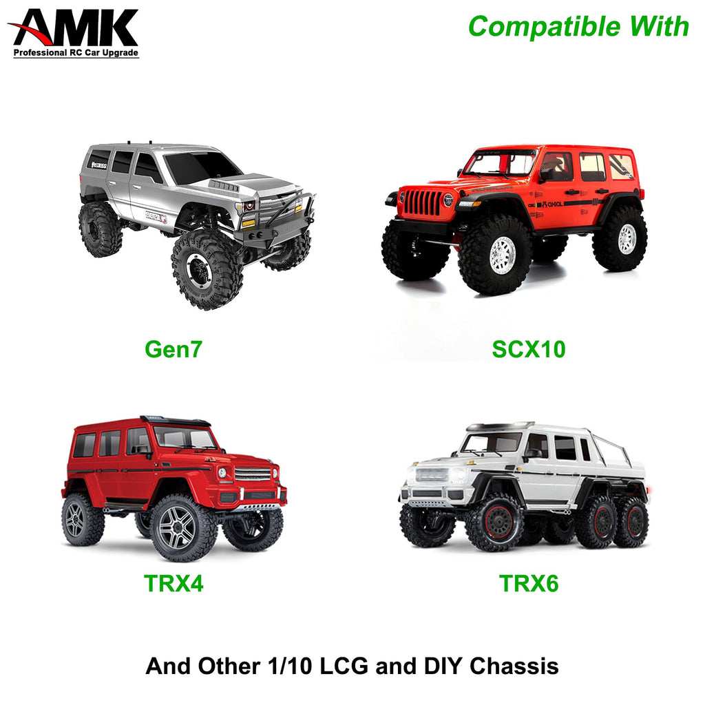 AMK Adjustable 1/10 Scale RC Crawler Bumper Set - Front and Rear Metal Bumpers for Axial SCX10, TRX4, and More (Black)