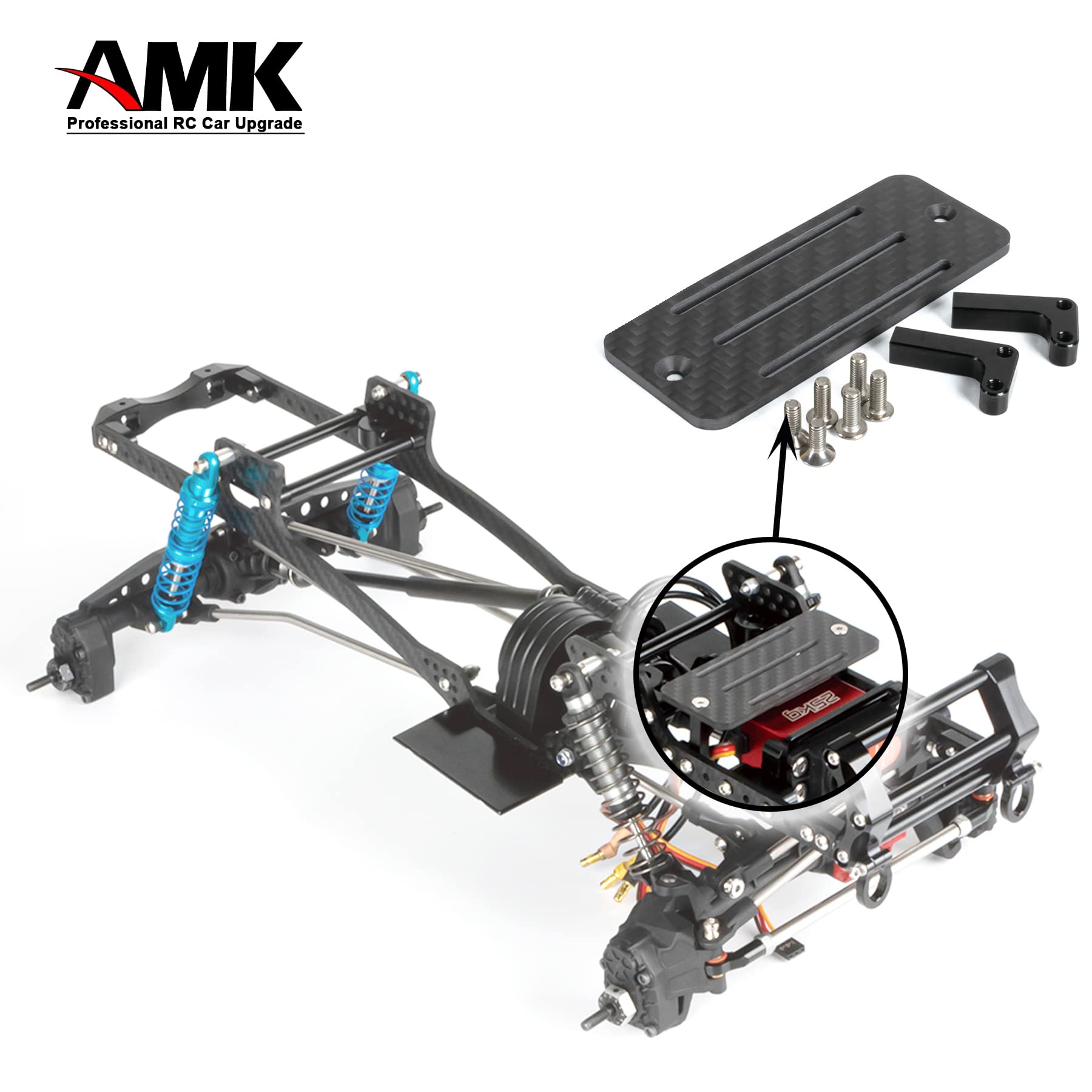 AMK Carbon Fiber Battery Tray & ESC Mount for 1/10 SCX10 Crawler LCG Chassis