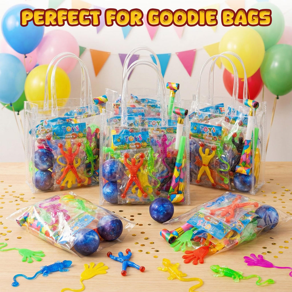 AMOR PRESENT 48-Piece Stretchy Sticky Toy Party Favors – Bulk Set with Sticky Hands, Wall Crawlers & Lizards