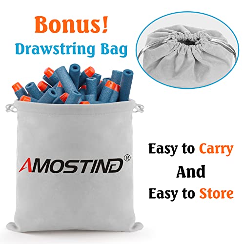 AMOSTING 100-Pack Blue Foam Darts Compatible with Nerf Elite Blasters – Includes Storage Bag
