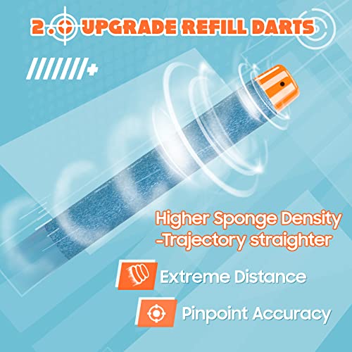 AMOSTING 100-Pack Blue Foam Darts Compatible with Nerf Elite Blasters – Includes Storage Bag