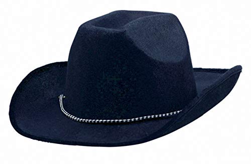 Amscan Black Velour Cowboy Hat with Braided Chin Cord - Party Costume Accessory