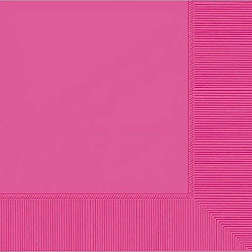 Amscan Bright Pink 3-Ply Luncheon Napkins - Pack of 20, 6.4x6.5 inch Party Napkins