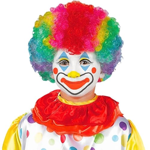 Amscan Kids Rainbow Clown Wig - Curly Synthetic Hair for Costume Parties