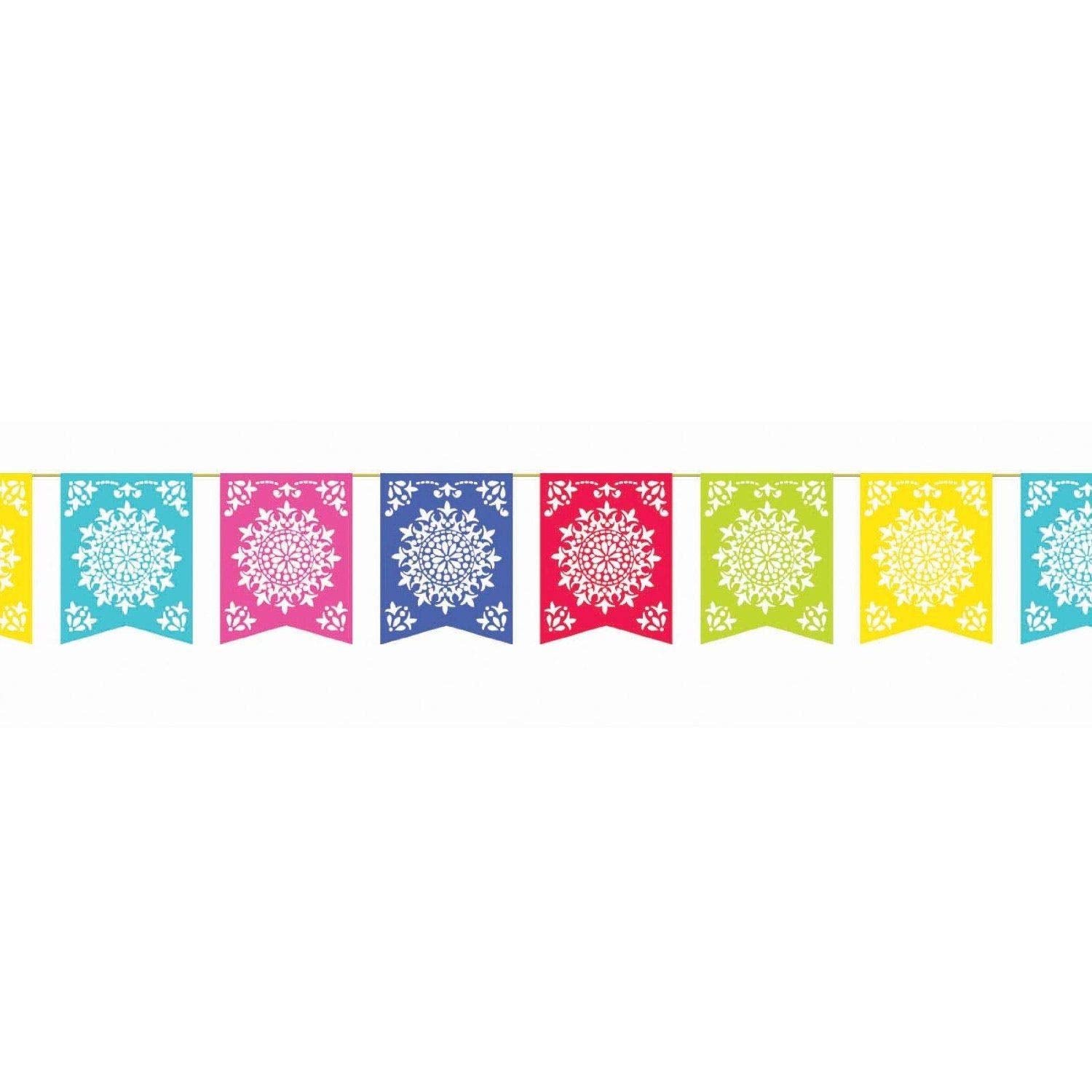 Amscan Multicolor Del Sol Paper Flag Banner – 12 ft x 12 in for Parties & Celebrations