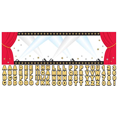 Amscan Multicolor Hollywood Personalized Giant Plastic Sign Banner 65x20 – 120 Stickers for Custom Party Decor
