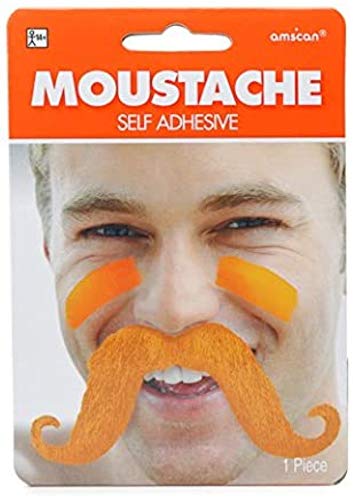 Amscan Orange Synthetic Felt Mustache - Self-Adhesive Costume Accessory for Themed Parties
