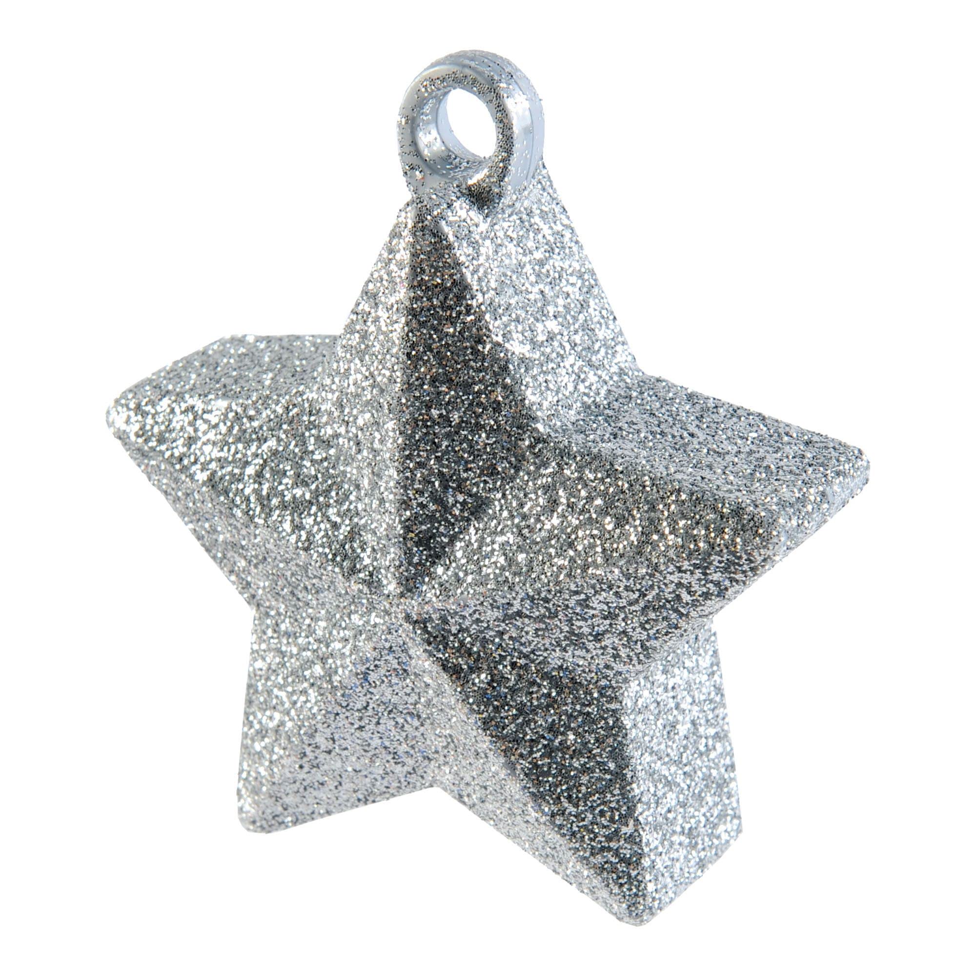 Amscan Silver Glitter Star Balloon Weight - 6 oz Plastic - Holds Helium Balloons