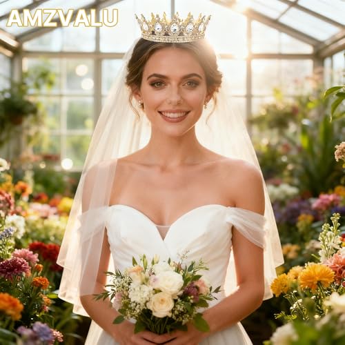 AMZVALU Gold and White Crown Cake Topper Set with Balls, Butterflies, Candles, and Happy Birthday Decorations for Women's Queen or Princess Birthday Parties