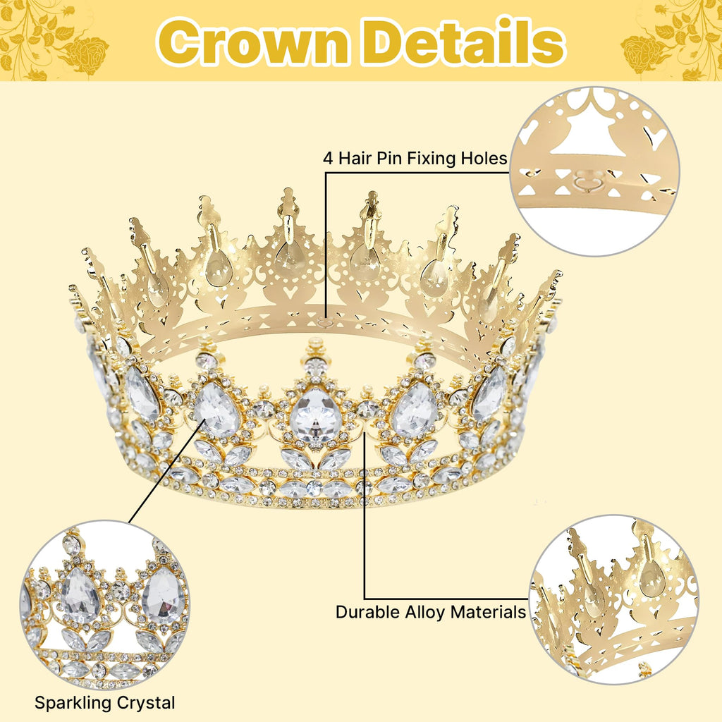 AMZVALU Gold Birthday Cake Topper Set with Crown, Balls, Butterflies, Candles - 35 Piece Party Decoration