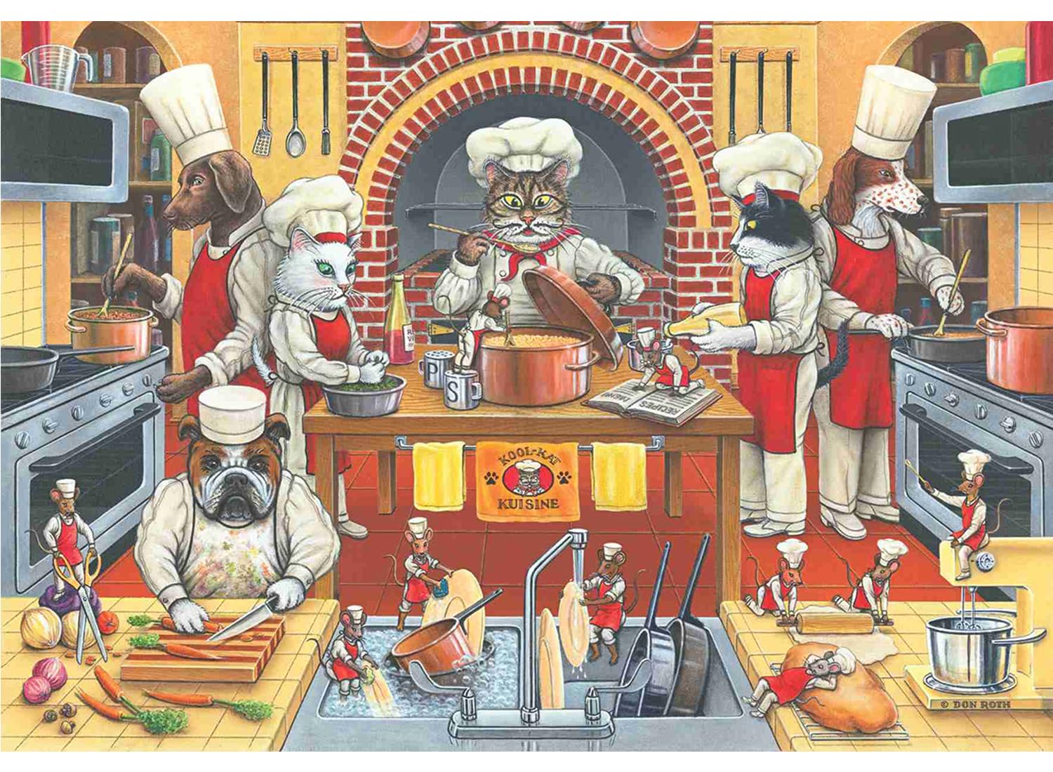 Anatolian Kool Kat Kuisine 500 Piece Jigsaw Puzzle - 19x13 Inches, Made in Turkey, Includes Stand