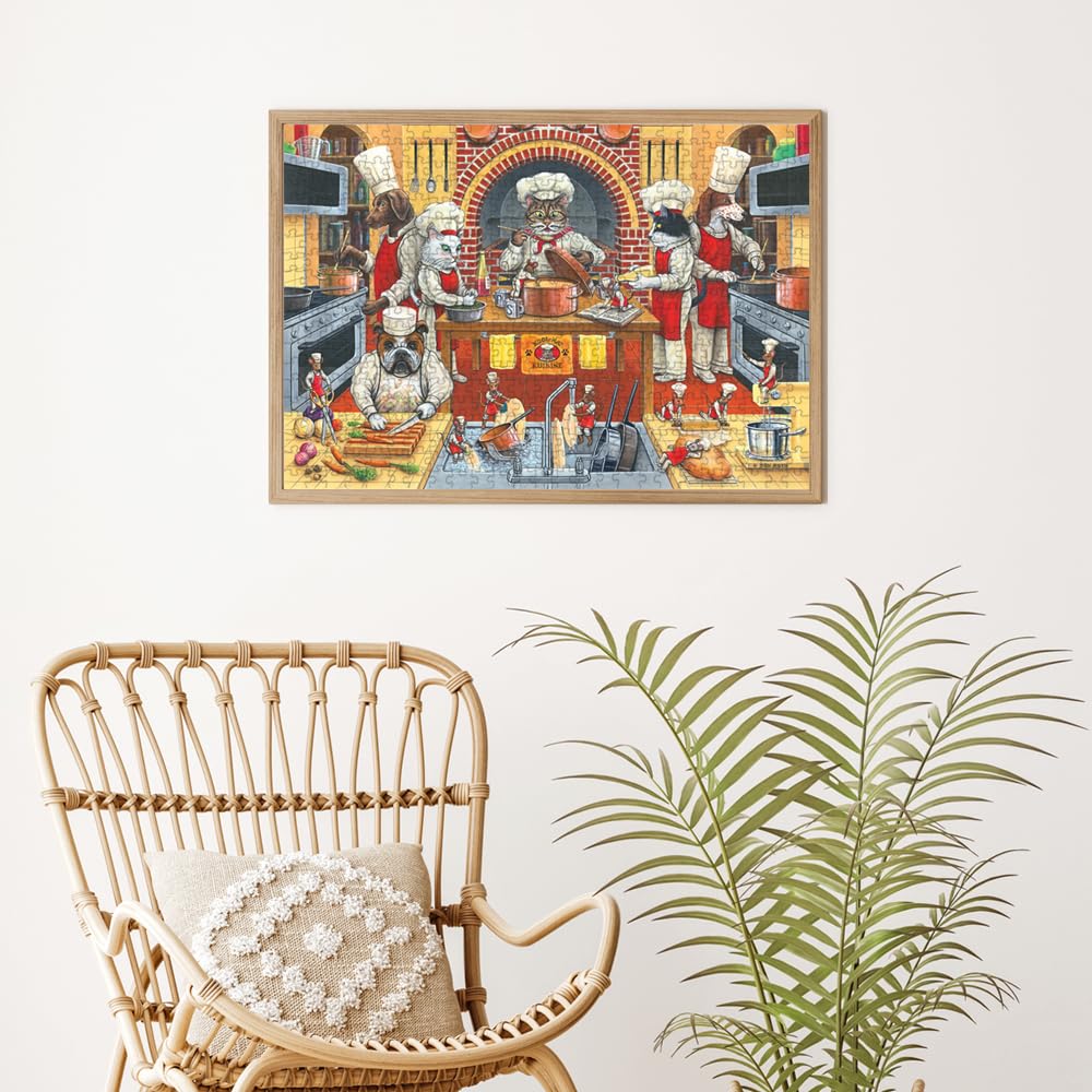 Anatolian Kool Kat Kuisine 500 Piece Jigsaw Puzzle - 19x13 Inches, Made in Turkey, Includes Stand