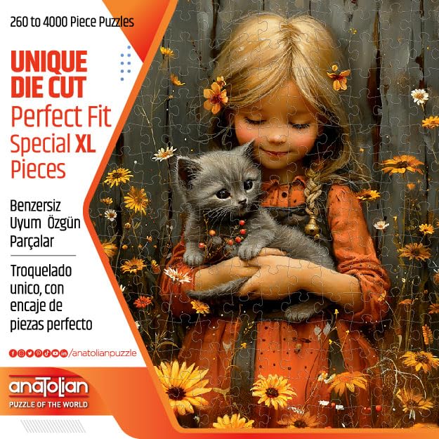 Anatolian Kool Kat Kuisine 500 Piece Jigsaw Puzzle - 19x13 Inches, Made in Turkey, Includes Stand