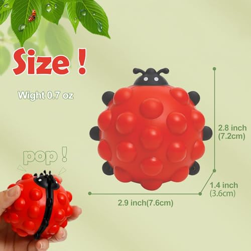Anboor 2-Pack Ladybug Pop Fidget Toy - Squishy Sensory Bubble Popper Stress Relief