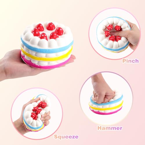 Anboor Jumbo Slow Rising Strawberry Cake Scented Squishy - 4.3 Inch Kawaii Stress Relief Toy