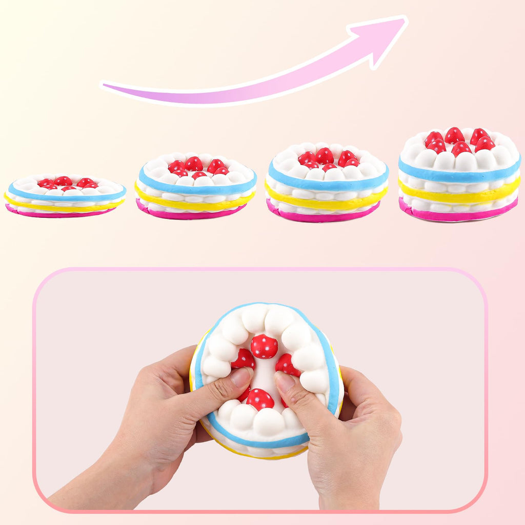Anboor Jumbo Slow Rising Strawberry Cake Scented Squishy - 4.3 Inch Kawaii Stress Relief Toy
