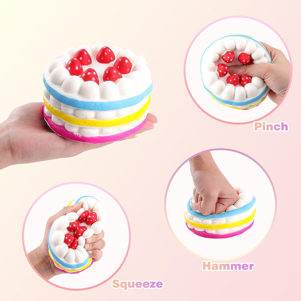 Anboor Jumbo Slow Rising Strawberry Cake Scented Squishy - 4.3 Inch Kawaii Stress Relief Toy