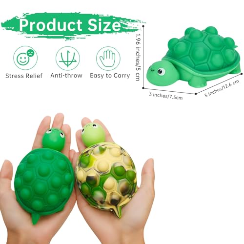Anboor Pop Fidget Toys 2 Pack – 3D Silicone Turtle Stress Ball for Anxiety Relief
