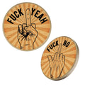 Andaz Press Fuck No Fuck Yeah Decision Coin – Funny Gag Gift with Keychain, 1.77-Inch Customizable Flip Coin