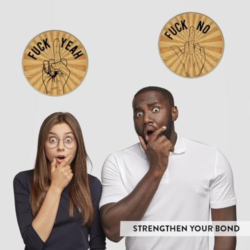 Andaz Press Fuck No Fuck Yeah Decision Coin – Funny Gag Gift with Keychain, 1.77-Inch Customizable Flip Coin