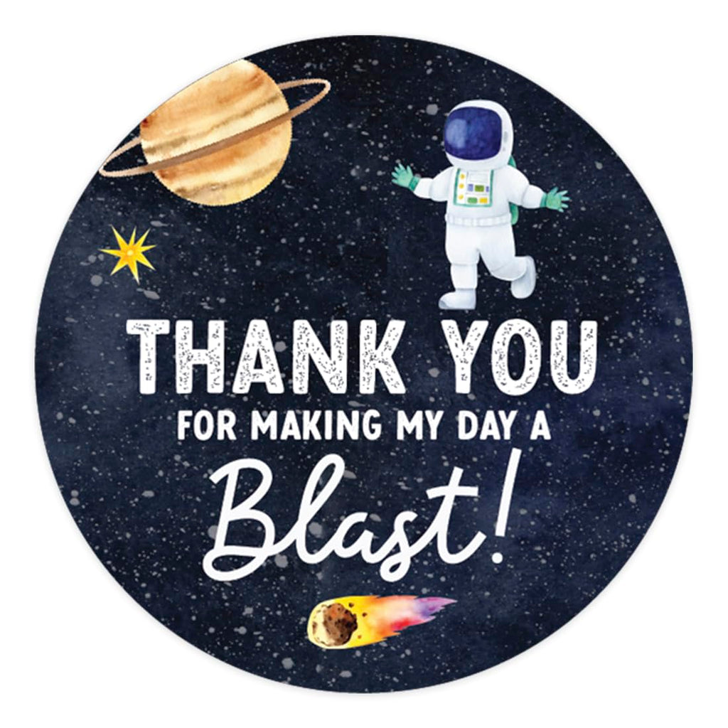 Andaz Press Outer Space Astronaut Thank You Stickers - 80 Pack of 2-Inch Round Party Favor Labels for Kids' Birthdays