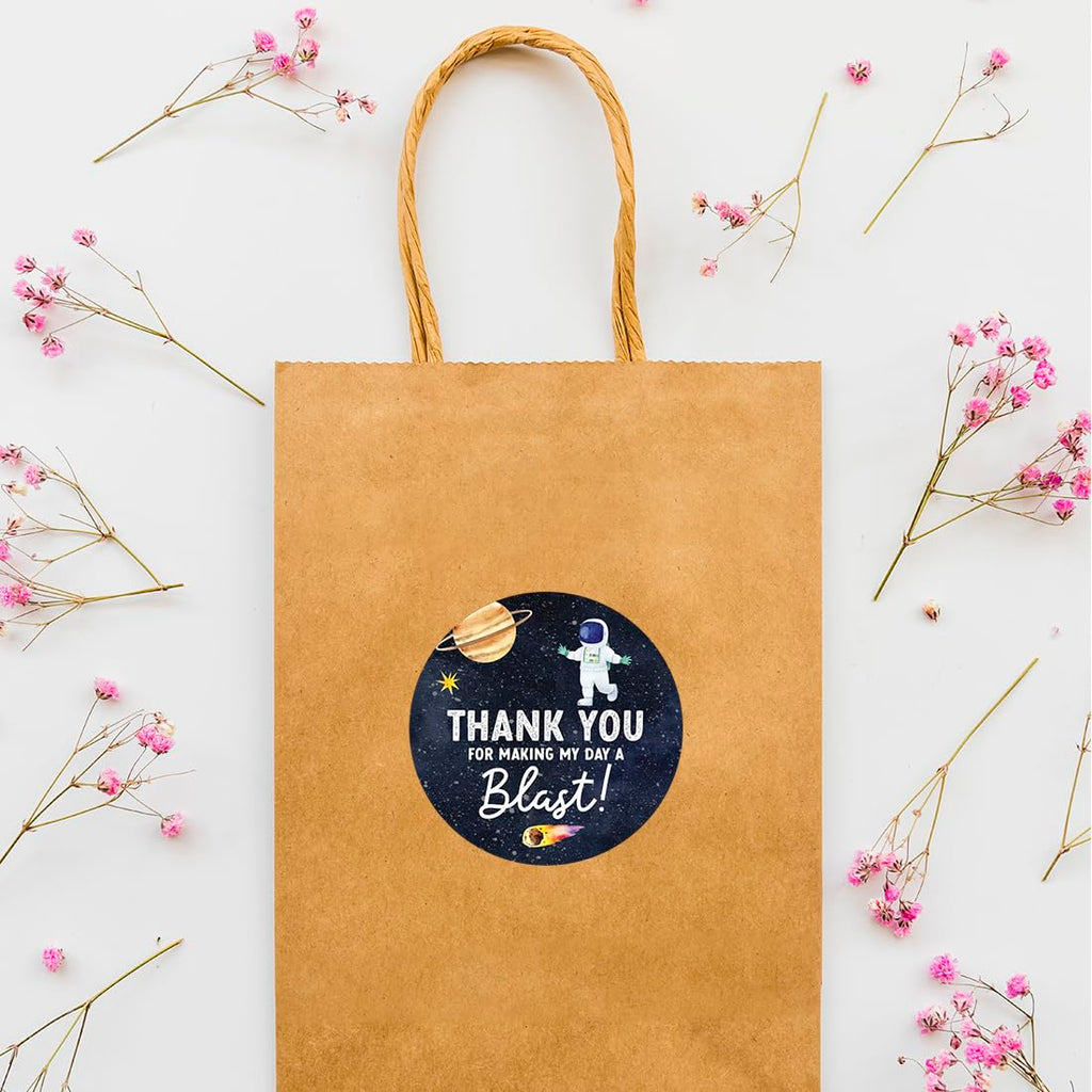 Andaz Press Outer Space Astronaut Thank You Stickers - 80 Pack of 2-Inch Round Party Favor Labels for Kids' Birthdays