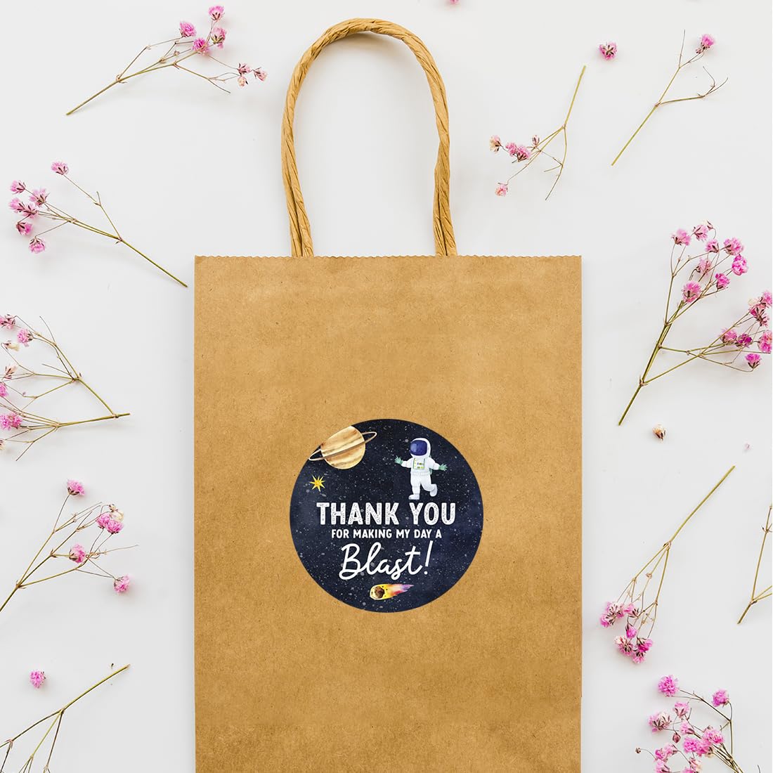 Andaz Press Outer Space Astronaut Thank You Stickers - 80 Pack of 2-Inch Round Party Favor Labels for Kids' Birthdays