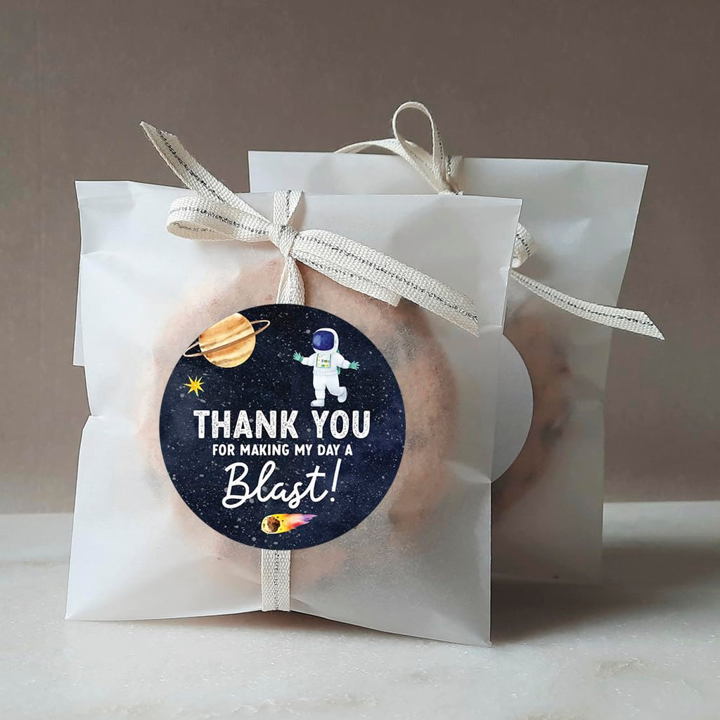 Andaz Press Outer Space Astronaut Thank You Stickers - 80 Pack of 2-Inch Round Party Favor Labels for Kids' Birthdays