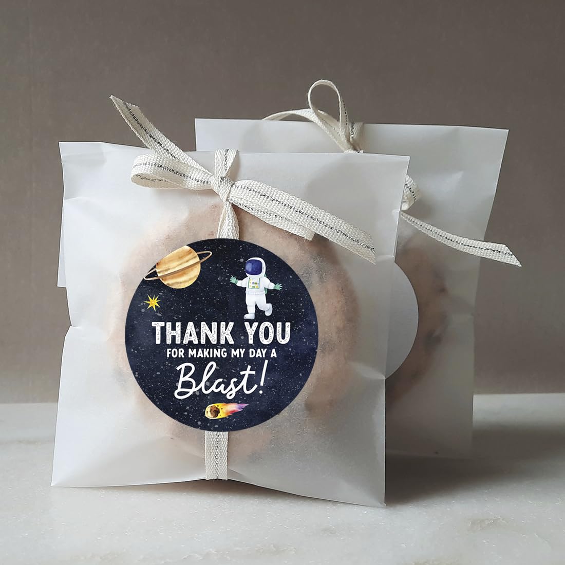 Andaz Press Outer Space Astronaut Thank You Stickers - 80 Pack of 2-Inch Round Party Favor Labels for Kids' Birthdays