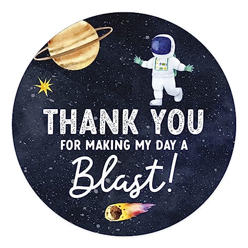 Andaz Press Outer Space Astronaut Thank You Stickers - 80 Pack of 2-Inch Round Party Favor Labels for Kids' Birthdays