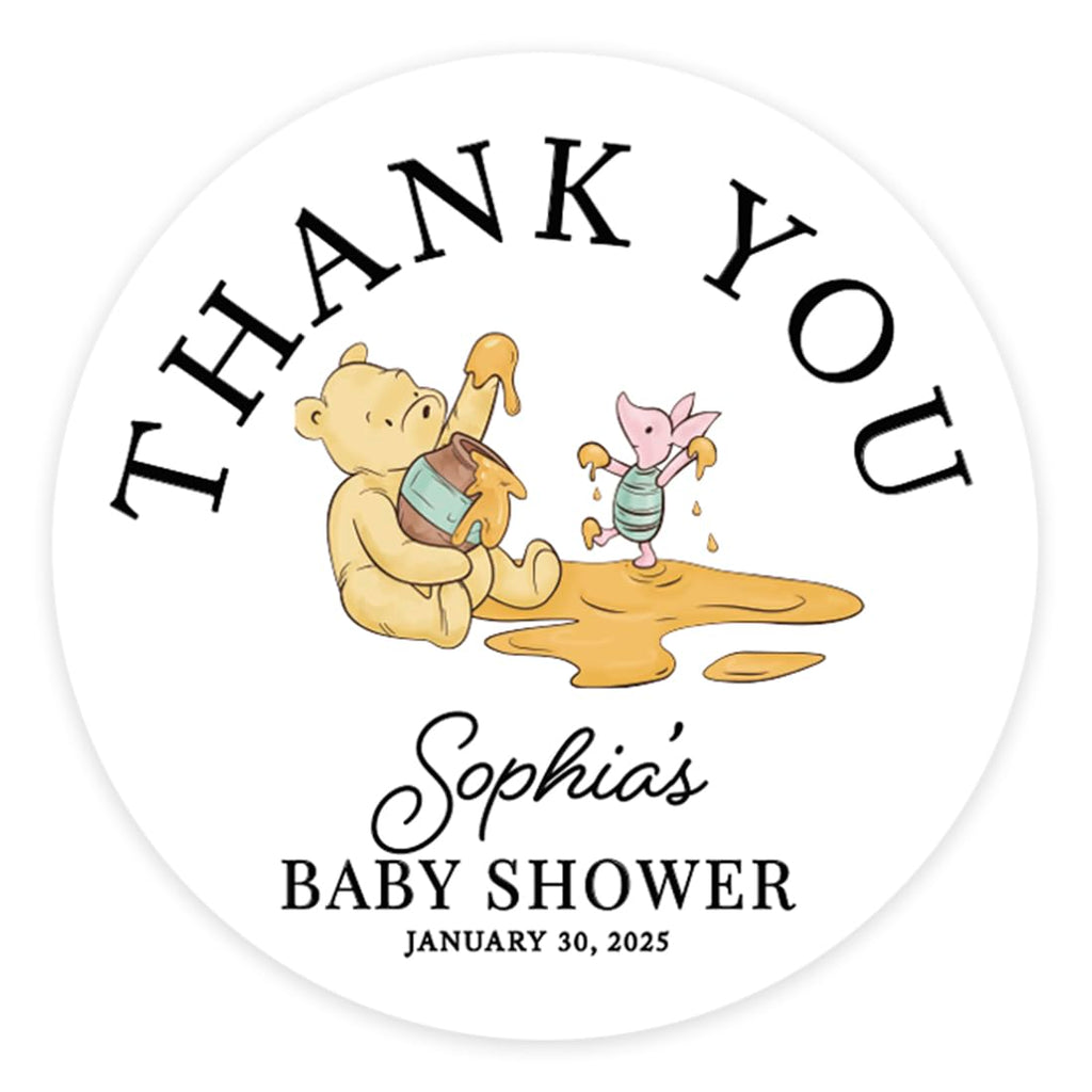 Andaz Press Personalized Winnie the Pooh Baby Shower Thank You Stickers – 40 Pack