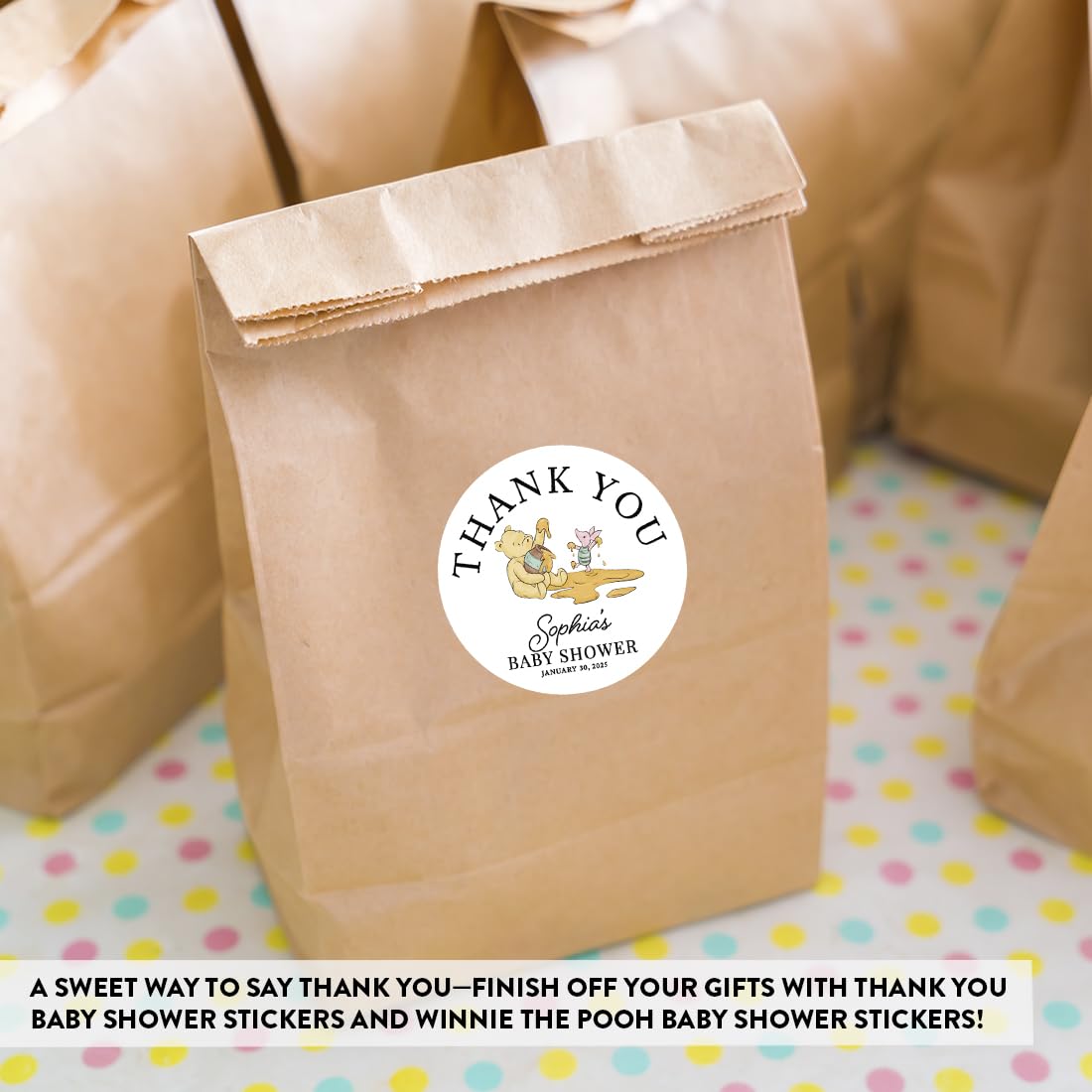 Andaz Press Personalized Winnie the Pooh Baby Shower Thank You Stickers – 40 Pack