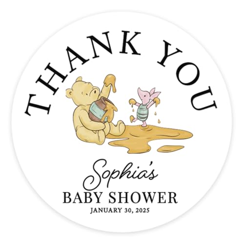 Andaz Press Personalized Winnie the Pooh Baby Shower Thank You Stickers – 40 Pack