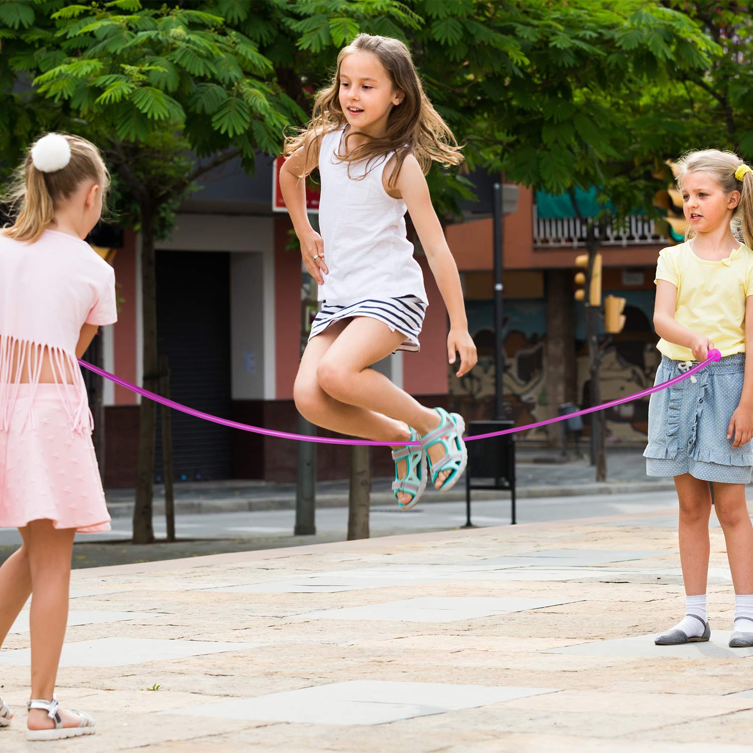 Aneco 10 Pack Kids Jump Ropes - 7.3 ft Colorful Adjustable PVC Jumping Ropes for Outdoor Games & Party Favors