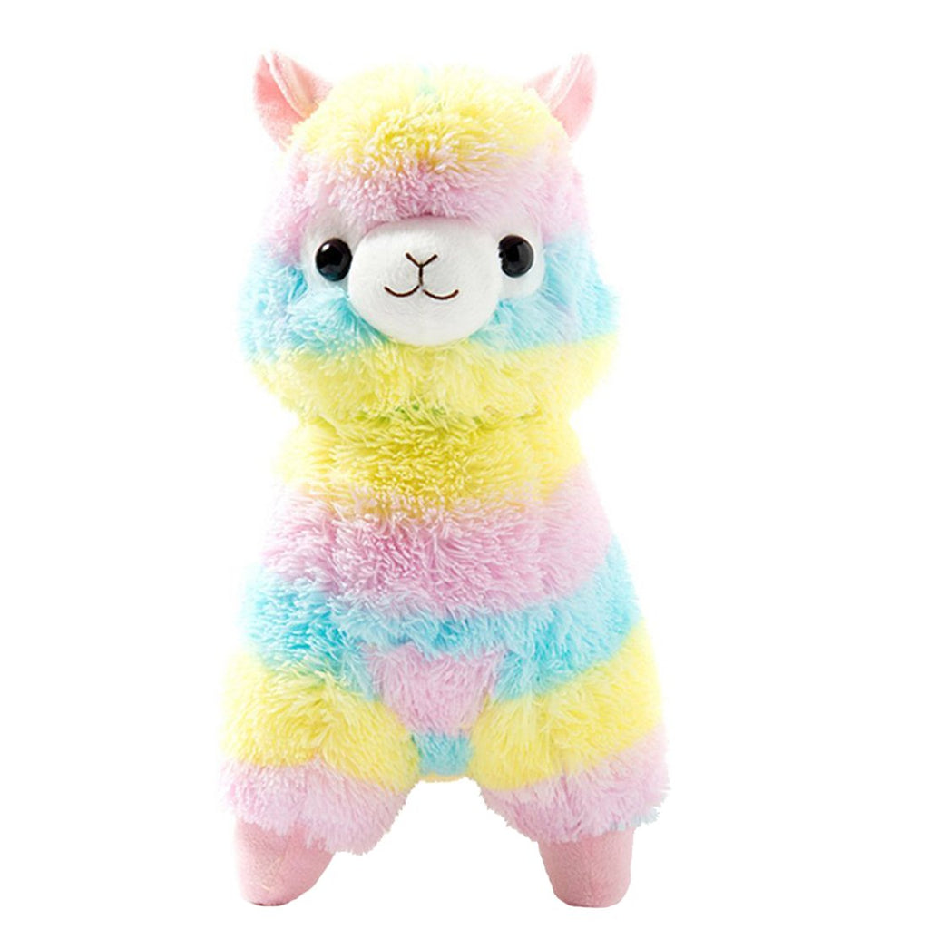 AngelGift Rainbow Alpaca Plush Toy - Soft Stuffed Llama Doll, 7 Inches, Cuddly Gift for Kids