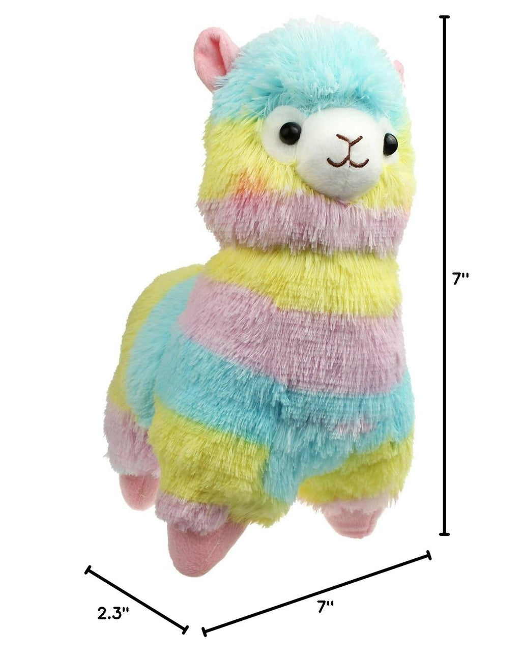 AngelGift Rainbow Alpaca Plush Toy - Soft Stuffed Llama Doll, 7 Inches, Cuddly Gift for Kids