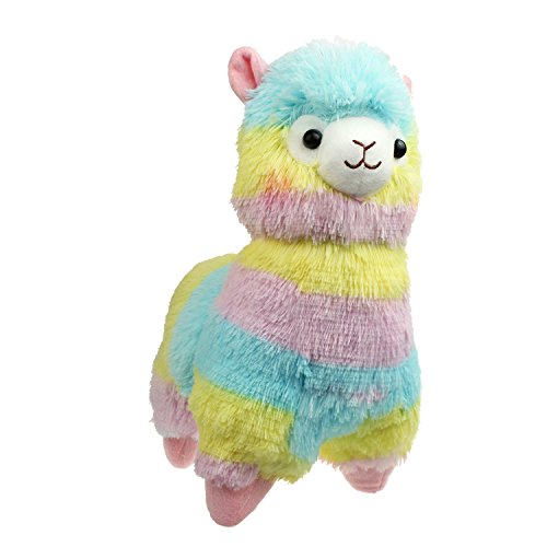 AngelGift Rainbow Alpaca Plush Toy - Soft Stuffed Llama Doll, 7 Inches, Cuddly Gift for Kids