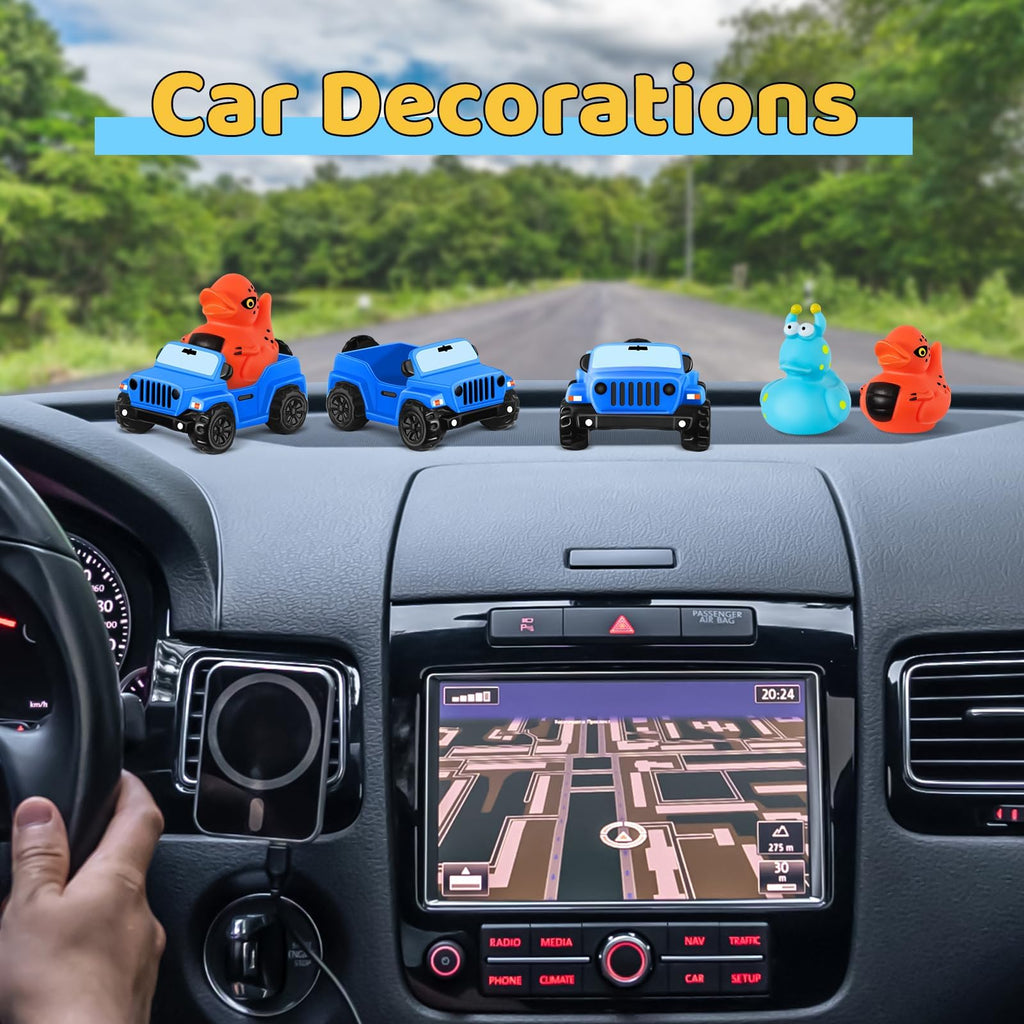 ANGGIKO 3.5 Inch Blue Car Toy for Rubber Ducks – Dashboard Decoration for Jeep Ducking Trend