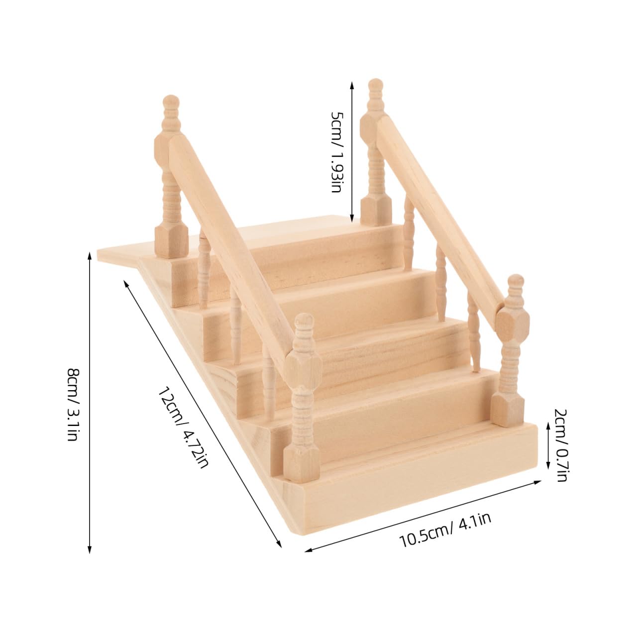 Angoily Miniature Dollhouse Staircase with Handrail – Wooden Desktop Ornament for Scene Building