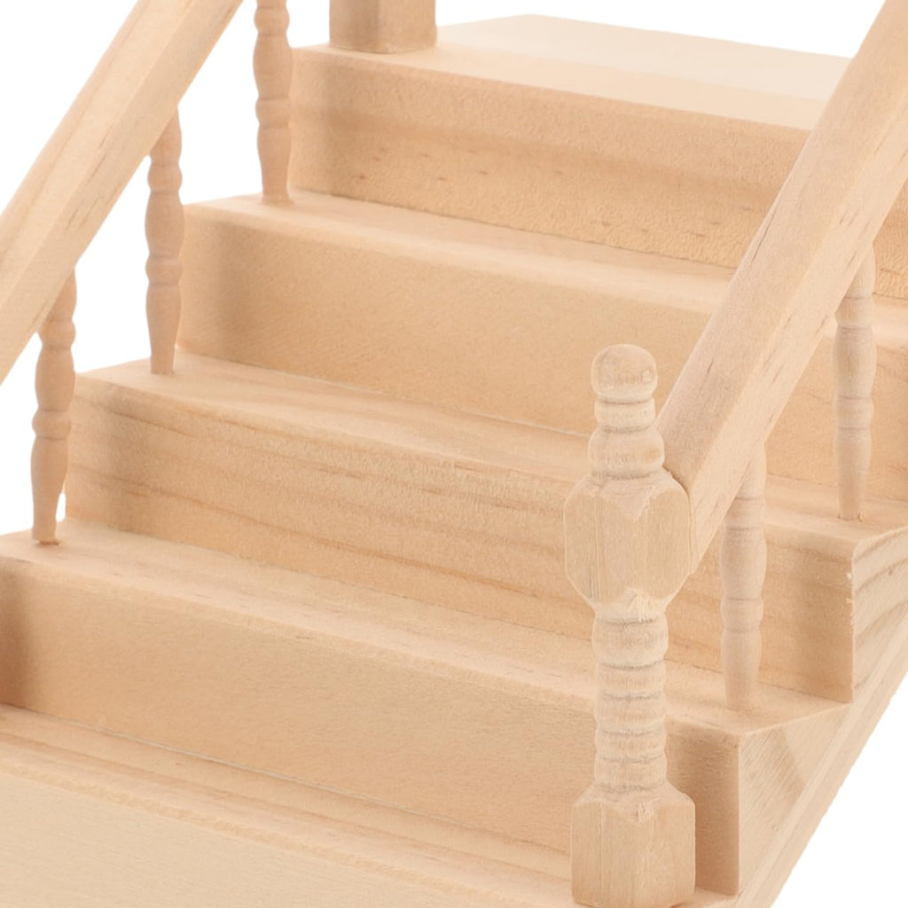 Angoily Miniature Dollhouse Staircase with Handrail – Wooden Desktop Ornament for Scene Building